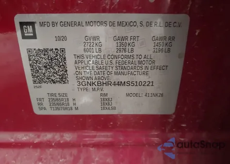 2021 Chevrolet Blazer Awd 2Lt из США, поврежденный, VIN 3GNKBHR44MS510221